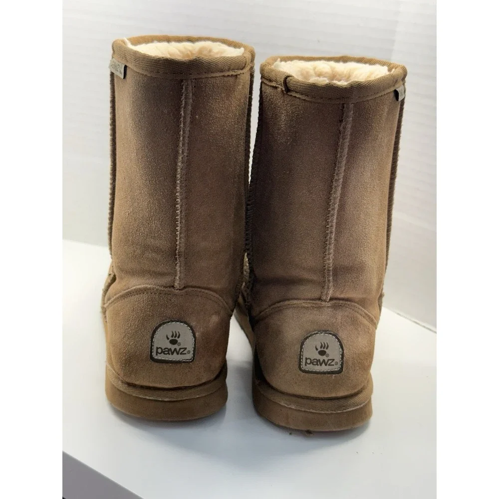 Bearpaw Pawz Julia Boots Womens 8 Chestnut Suede Faux Fur Lined Classic‎